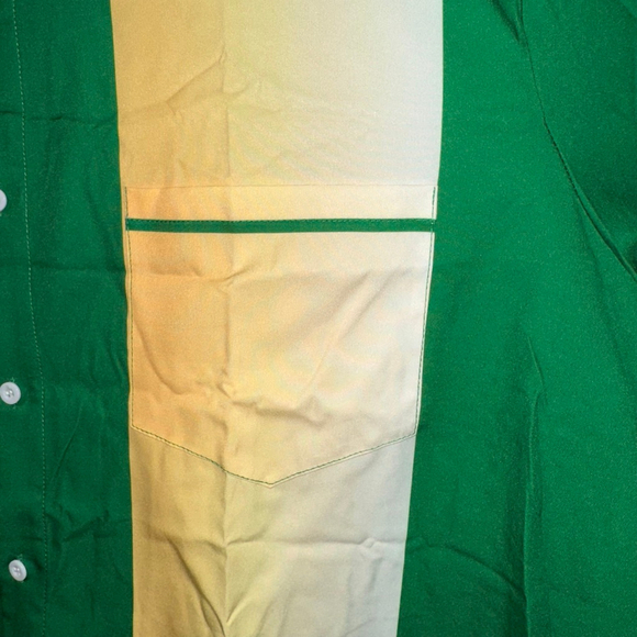 Button-Up Shirt Green/Yellow Size XXL with Shamrock Print Irish Clover NEW - Picture 6 of 10